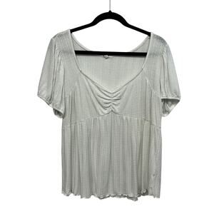 Romantic Layers Textured Knit Top Maurices White Puff Sleeve‎ XL